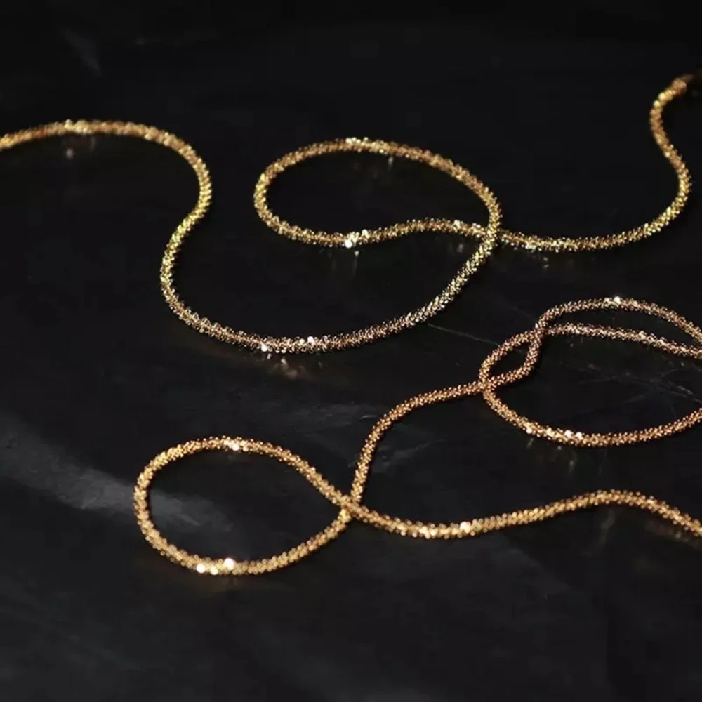 SHINY GOLD NECKLACE 925 STERLING SILVER - Picture 11 of 11